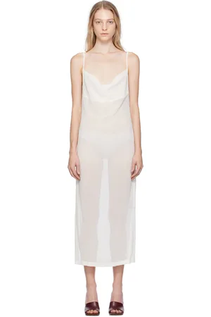 Bottega Veneta White Cowl Neck Maxi Dress