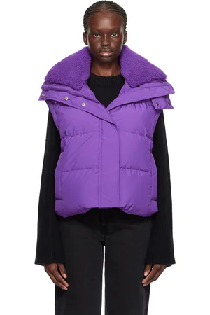 YVES SALOMON Purple Cropped Down Vest