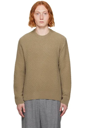Solid Khaki Striped Sweater