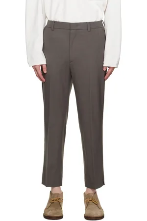 Solid Gray Tapered Trousers