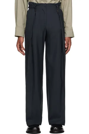 Low Classic Navy Belt Loop Point Trousers