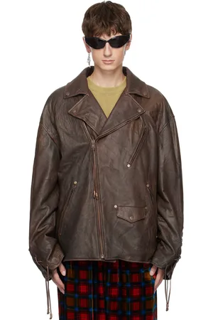 Acne Studios Brown Laced Leather Jacket