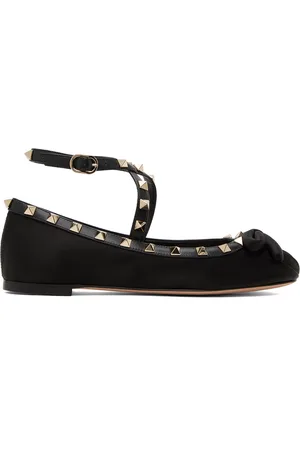VALENTINO GARAVANI Black Rockstud Ballerina Flats