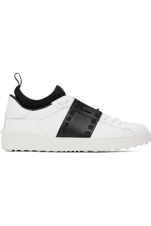 VALENTINO GARAVANI White & Black Rockstud Untitled Sneakers