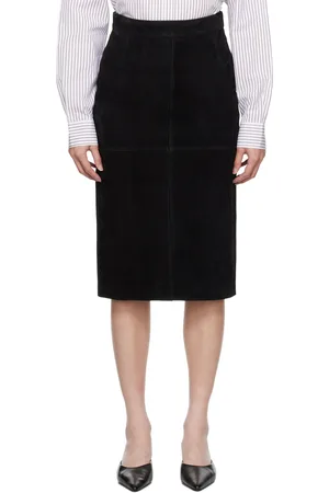 Totême Black Paneled Midi Skirt