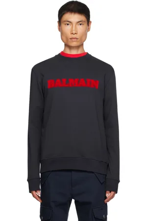 Balmain Navy Retro Flocked Sweatshirt