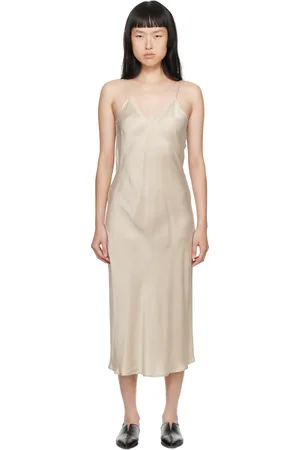 Silk Laundry Tan 90s Midi Dress