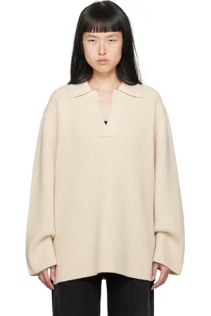 Totême Off-White Ribbed Polo