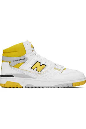 New Balance White & Yellow 650 Sneakers