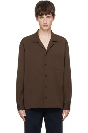 Burberry Brown Open Spread Collar Shirt