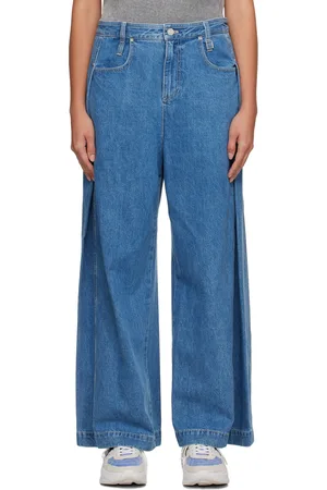 WOOYOUNGMI Blue Wide Folding Jeans