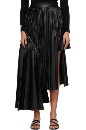 Rokh Black Pleated Midi Skirt