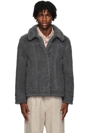 Max Mara Gray Short Faux-Fur Jacket