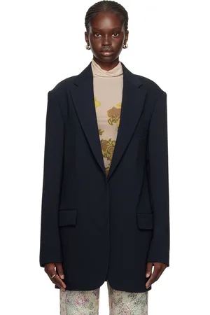 DRIES VAN NOTEN Navy Open Front Blazer