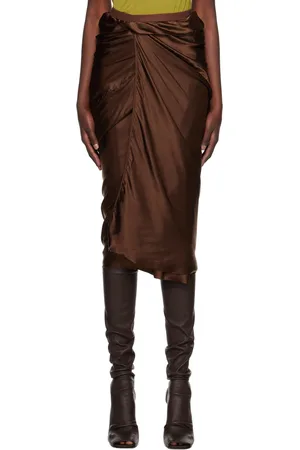 Rick Owens Brown Wrap Midi Skirt