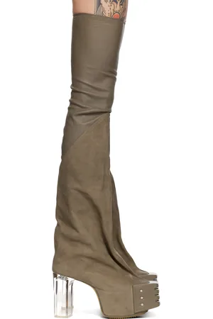 Rick Owens Gray Flared Platform Boots