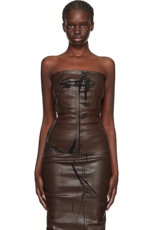 Rick Owens Brown Bustier Denim Camisole