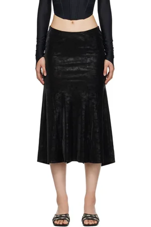 MISBHV Flared Faux-Leather Midi Skirt
