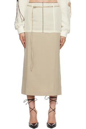 Kijun Beige Layered Midi Skirt