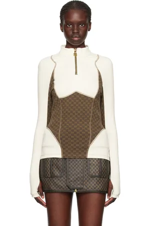 Balmain Mini Monogram Knit Tank Top in Brown