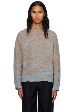 Serapis Blue & Beige Mock Neck Sweater