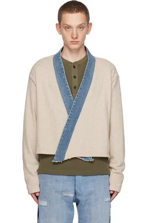 GREG LAUREN Beige Open Cardigan