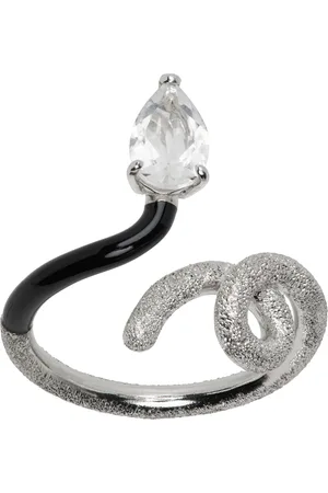 BEA BONGIASCA SSENSE Exclusive Silver & Black B Half Ring