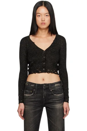 R13 Black Distressed Cardigan