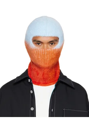 BONSAI Blue & Orange Shag Knit Balaclava