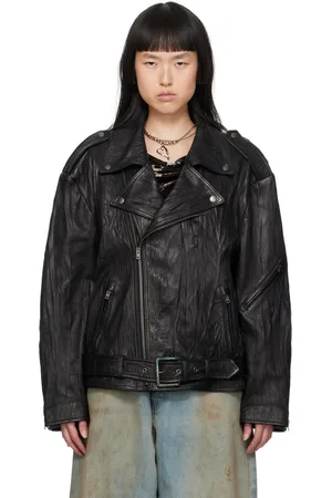 Acne Studios Black Crinkled Leather Jacket