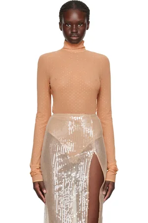 Nensi Dojaka Beige Glitter Bodysuit