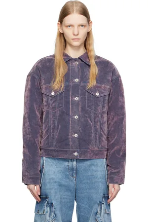 Msgm Purple Flocked Denim Jacket