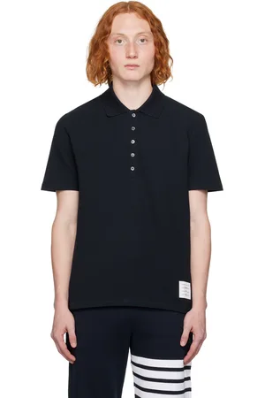 Thom Browne Navy Stripe Trim Polo