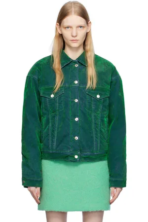 Msgm Green Flocked Denim Jacket