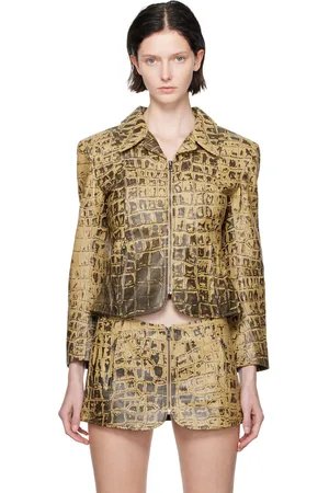 KNWLS Beige -Embossed Leather Jacket