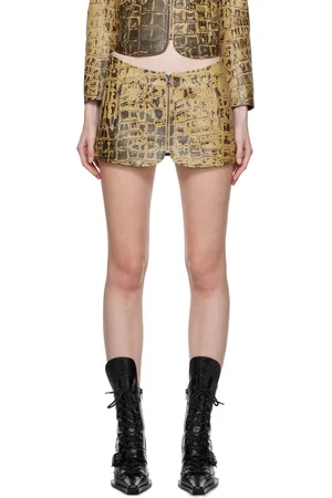 KNWLS Beige -Embossed Leather Miniskirt
