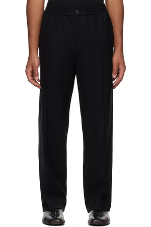Solid Black Pinched Seam Trousers