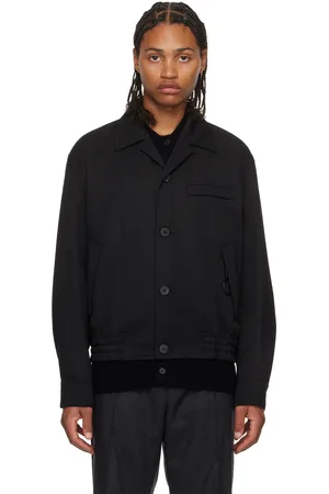 Solid Black Open Spread Collar Jacket