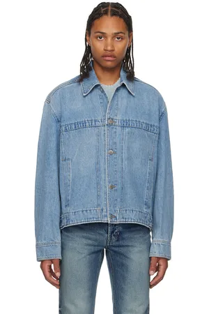 Solid Blue Paneled Denim Jacket