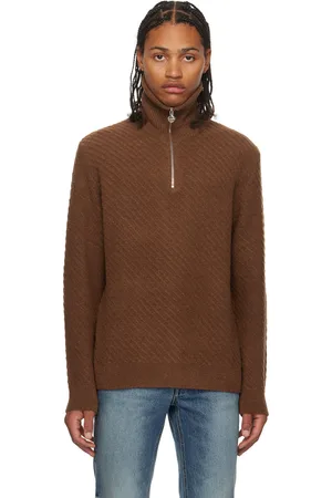 Solid Brown Half-Zip Sweater