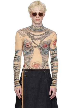 Jean Paul Gaultier Beige Printed Turtleneck
