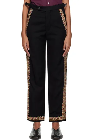 BODE Black Regal Scallop Trousers