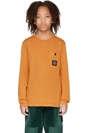 Stone Island Kids Orange Patch Long Sleeve T-Shirt
