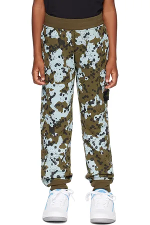 Stone Island Kids Green & Blue Printed Sweatpants