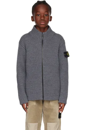 Stone Island Kids Gray Ribbed Sweater