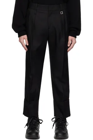 WOOYOUNGMI Black Turn-Up Trousers