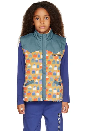 Wander & Wonder Kids Blue & Beige Zip-Up Vest