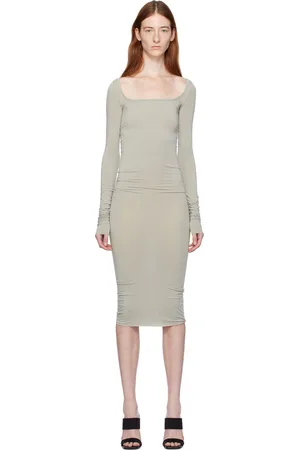 Rick Owens Off-White Slip Midi Dress