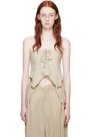 Elena Velez Beige Fringed Camisole
