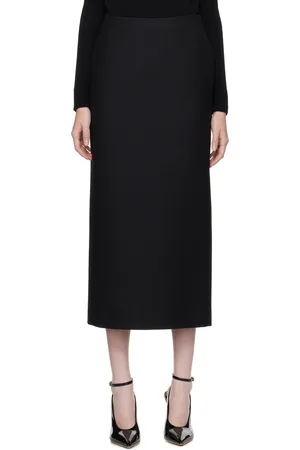 VALENTINO Black Vented Midi Skirt
